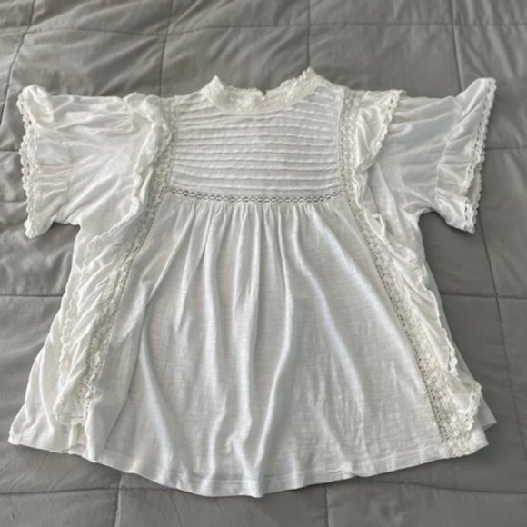 NWT Free People Top White Prairie Medium Cotton Oversized NEW Ivory Hippie $98 - Picture 6 of 15